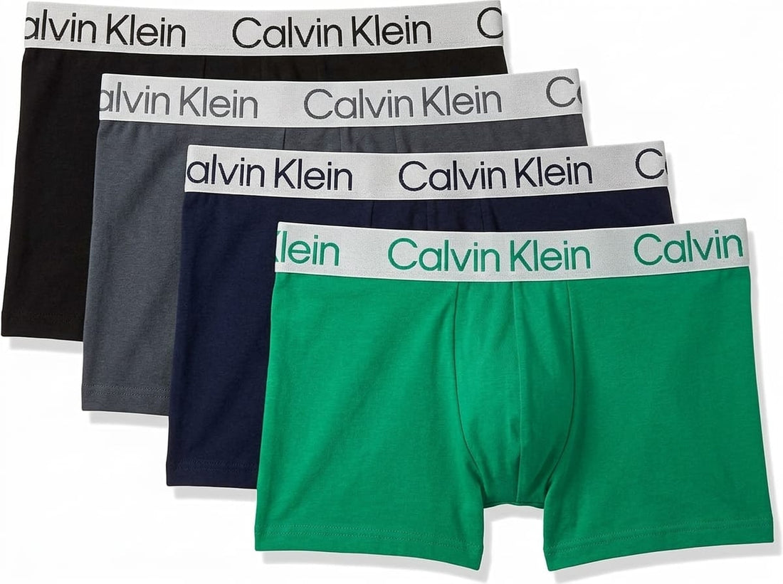 Calvin Klein Microfiber 4-Pack Trunks - Black, Dark Blue, Gray, Green