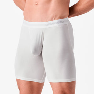 Obviously PrimeMan Boxer Brief 9 inch Leg - White