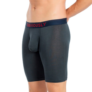 Obviously FreeMan Boxer Brief 9 inch Leg - Ash — Front