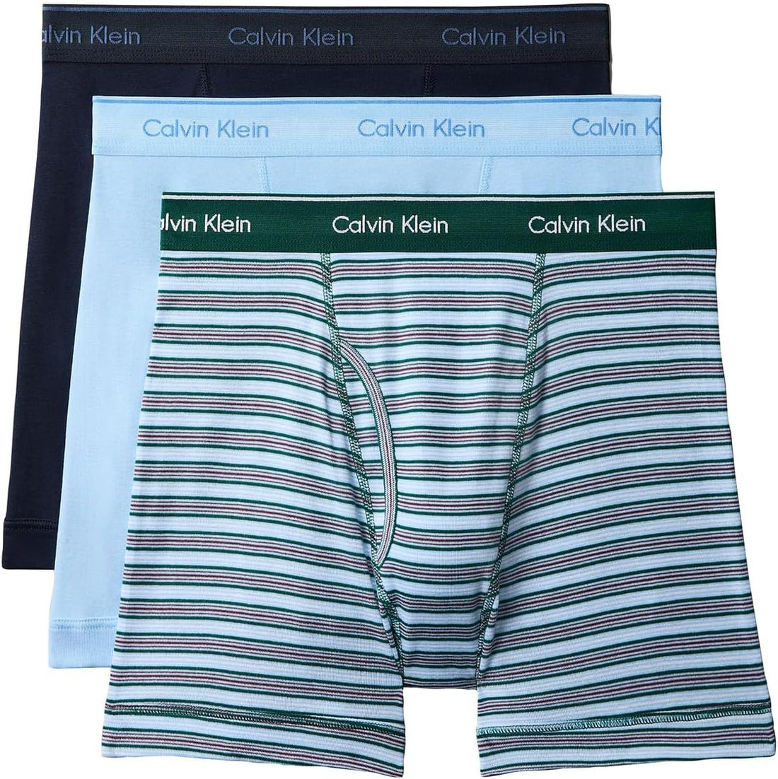 Calvin Klein Cotton Classics 3-Pack Boxer Brief - Dark Sapphire, Midtown Stripe, Hydrangea Blue