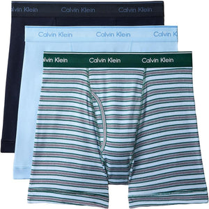 Calvin Klein Cotton Classics 3-Pack Boxer Brief - Dark Sapphire, Midtown Stripe, Hydrangea Blue