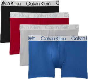 Calvin Klein Microfiber 4-Pack Trunks - Black, Blue, Red, Grey Sky