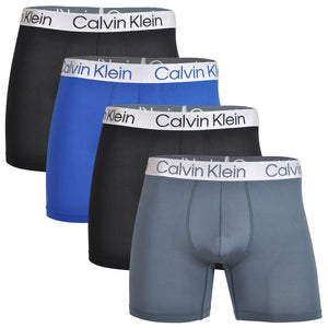 Calvin Klein Microfiber 4-Pack Boxer Briefs - Black/MazarineBlue/Black/Turbulence