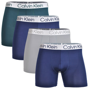 Calvin Klein Microfiber 4-Pack Boxer Briefs - Ponderosa Pine/Peacoat/Wolf Grey/Peacoat