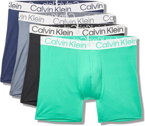Calvin Klein Microfiber 4-Pack Boxer Briefs - Black, Peacoat, Turbulence, Tempo Green