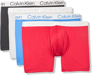 Calvin Klein Microfiber 4-Pack Boxer Briefs - Black, Delft Blue, Scooter Red, High Rise Grey