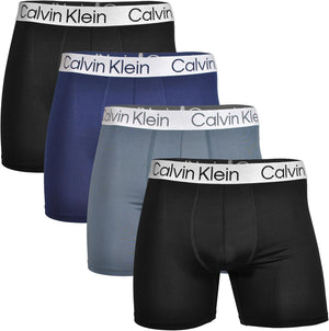 Calvin Klein Microfiber 4-Pack Boxer Briefs - 2 Black, 1 Peacoat, 1 Turbulence