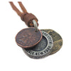 Men's Necklace Vintage Leather Design Three Coins Shape Pendant Charms Sweater Chains