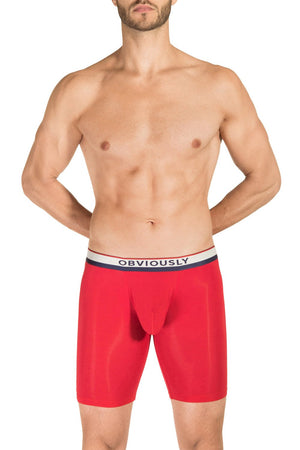 Obviously PrimeMan Boxer Brief 9 inch Leg Red — Detail